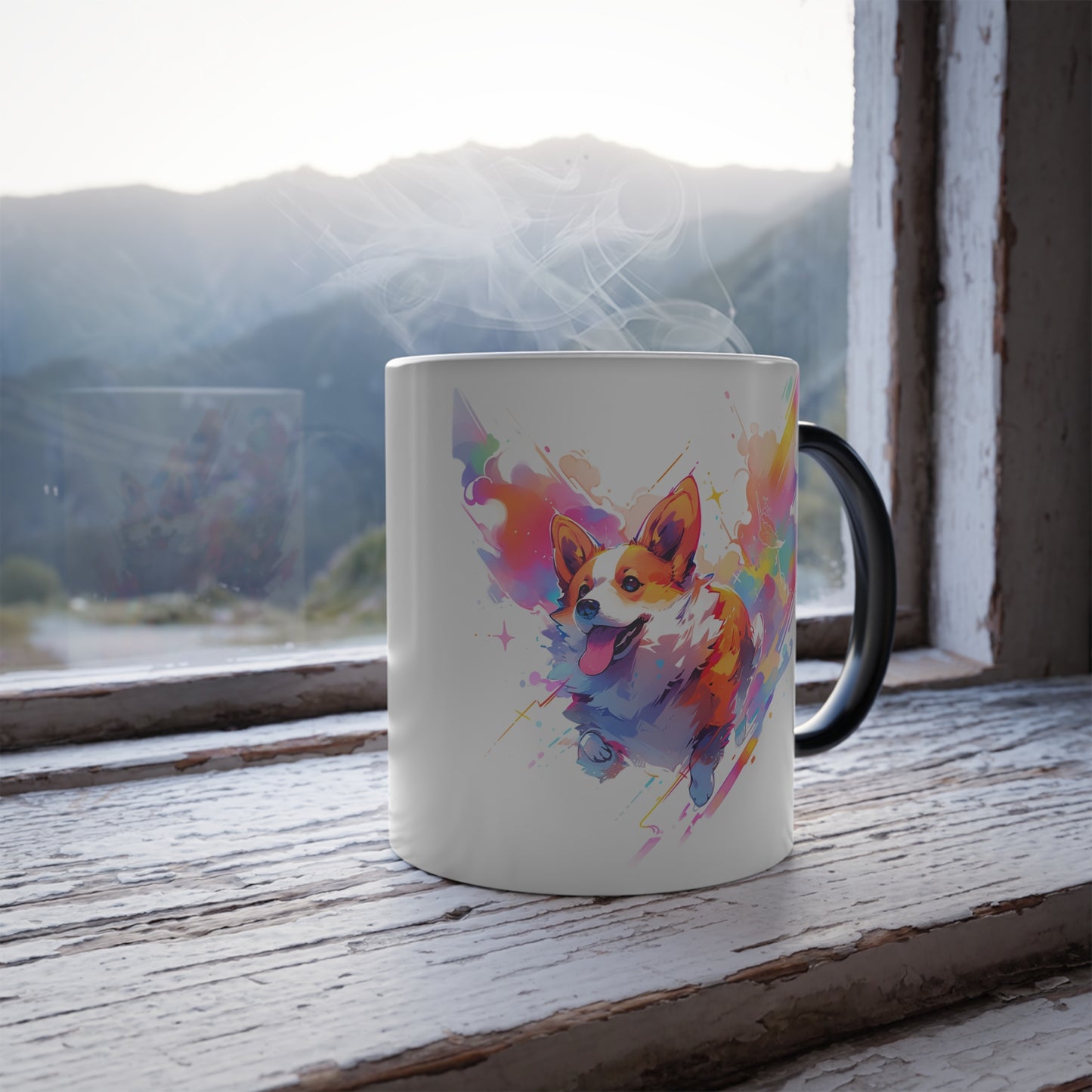 Arte Corgi | Taza que cambia de color, 11 oz