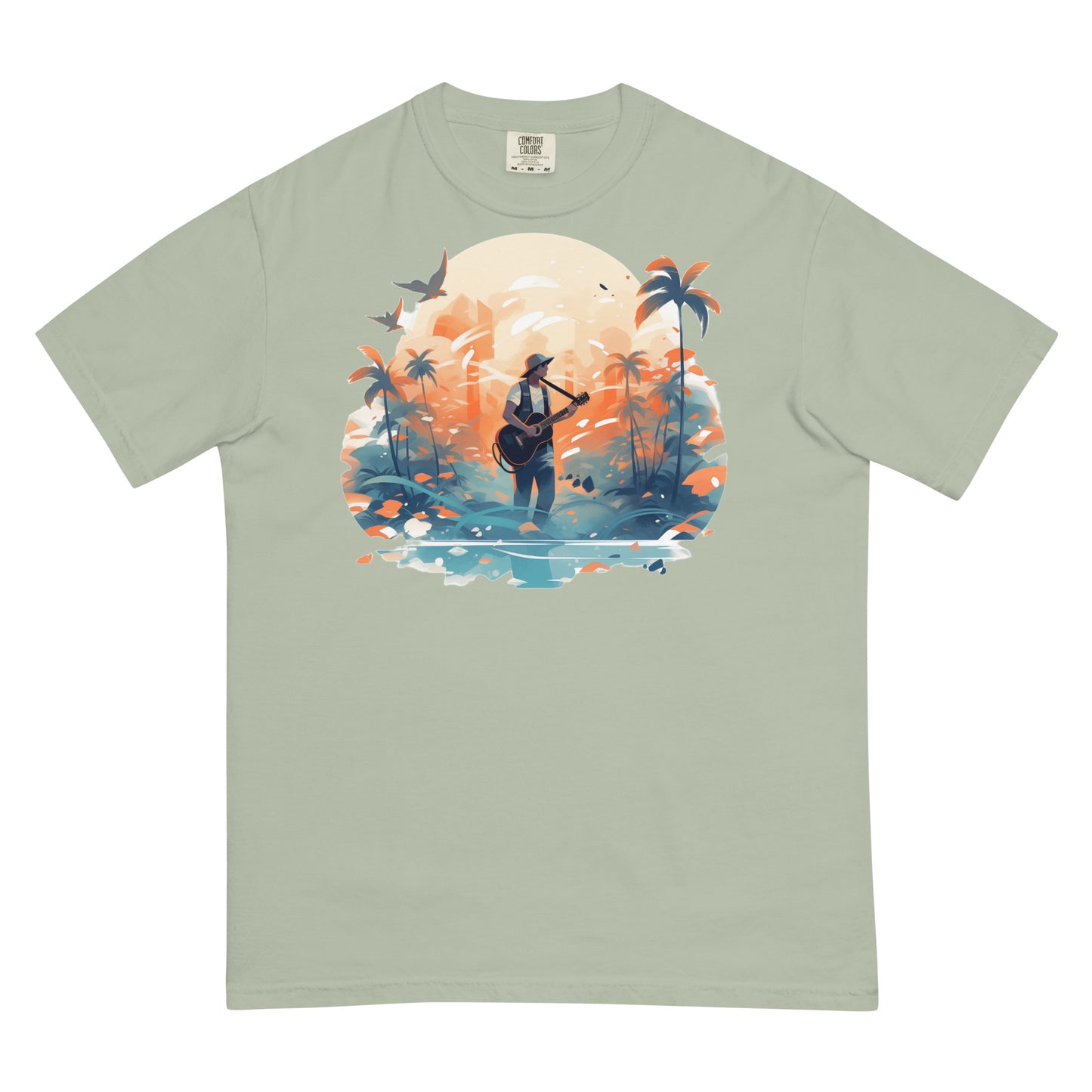 Tropical Guitar #1 | Unisex garment-dyed heavyweight t-shirt