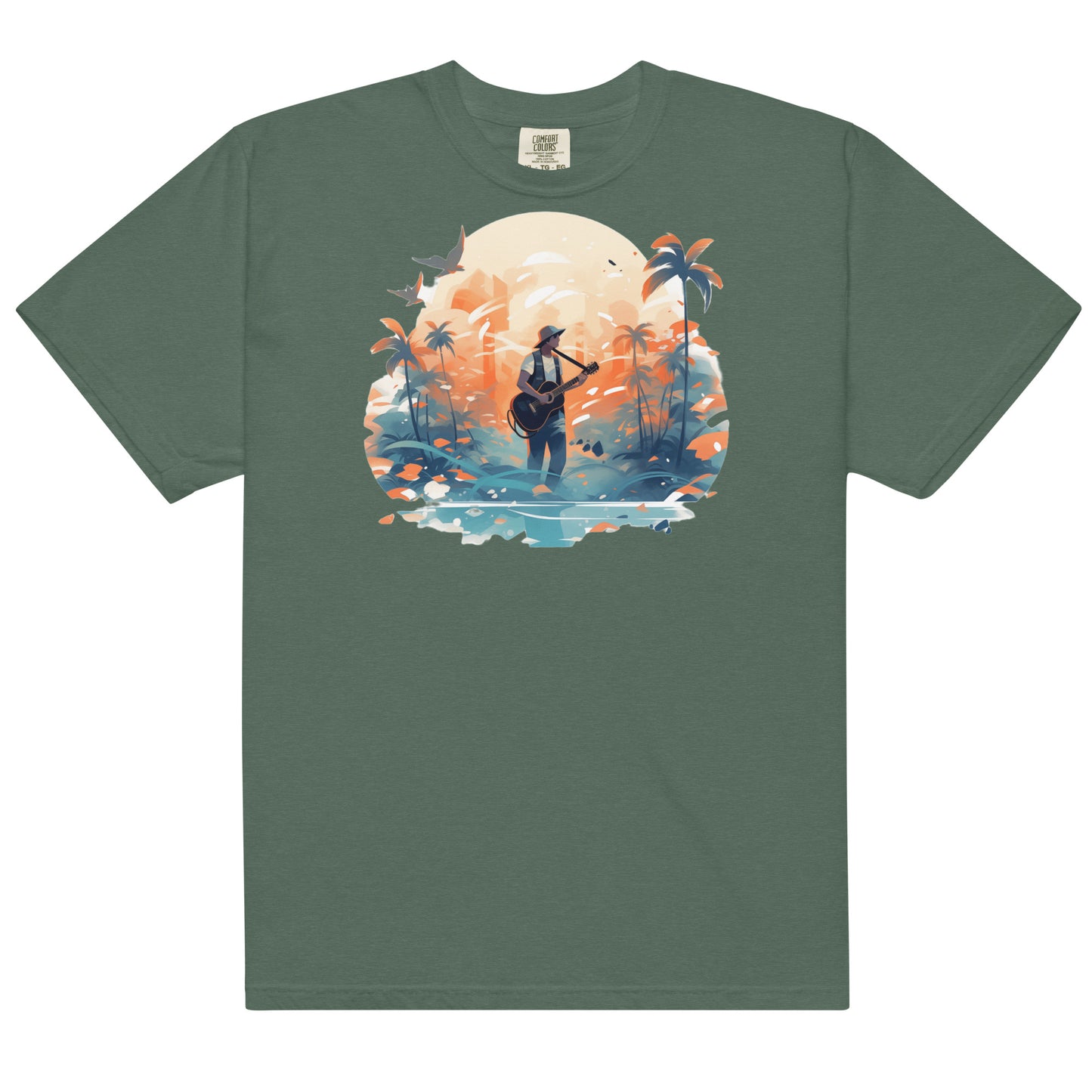 Tropical Guitar #1 | Unisex garment-dyed heavyweight t-shirt