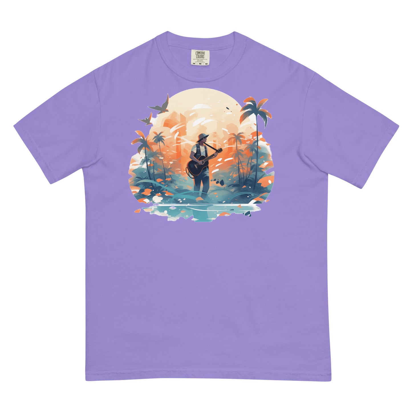 Tropical Guitar #1 | Unisex garment-dyed heavyweight t-shirt