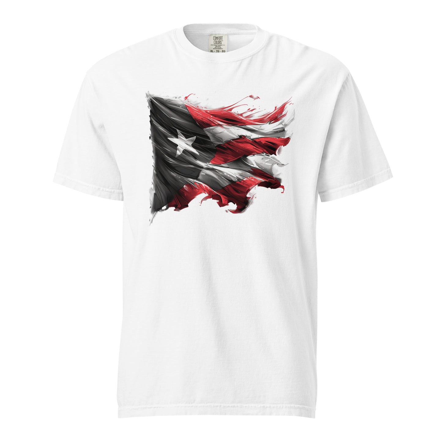 Bandera de PR, Black and White || Unisex garment-dyed heavyweight t-shirt