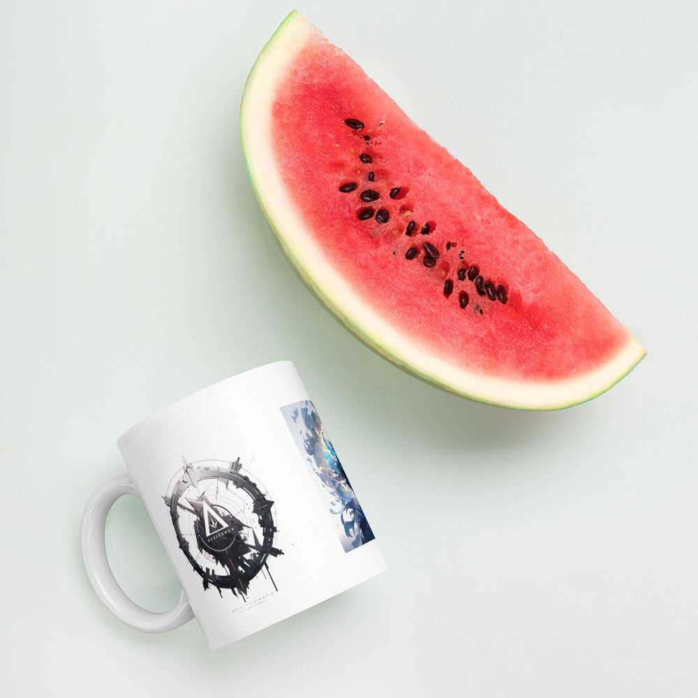White glossy mug logo design